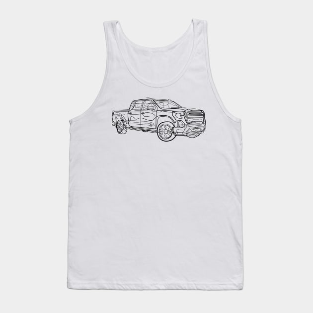 Pickup Truck - One Line Drawing Tank Top by Teeladen